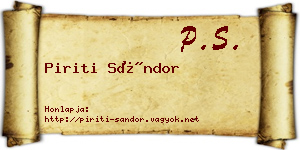 Piriti Sándor névjegykártya